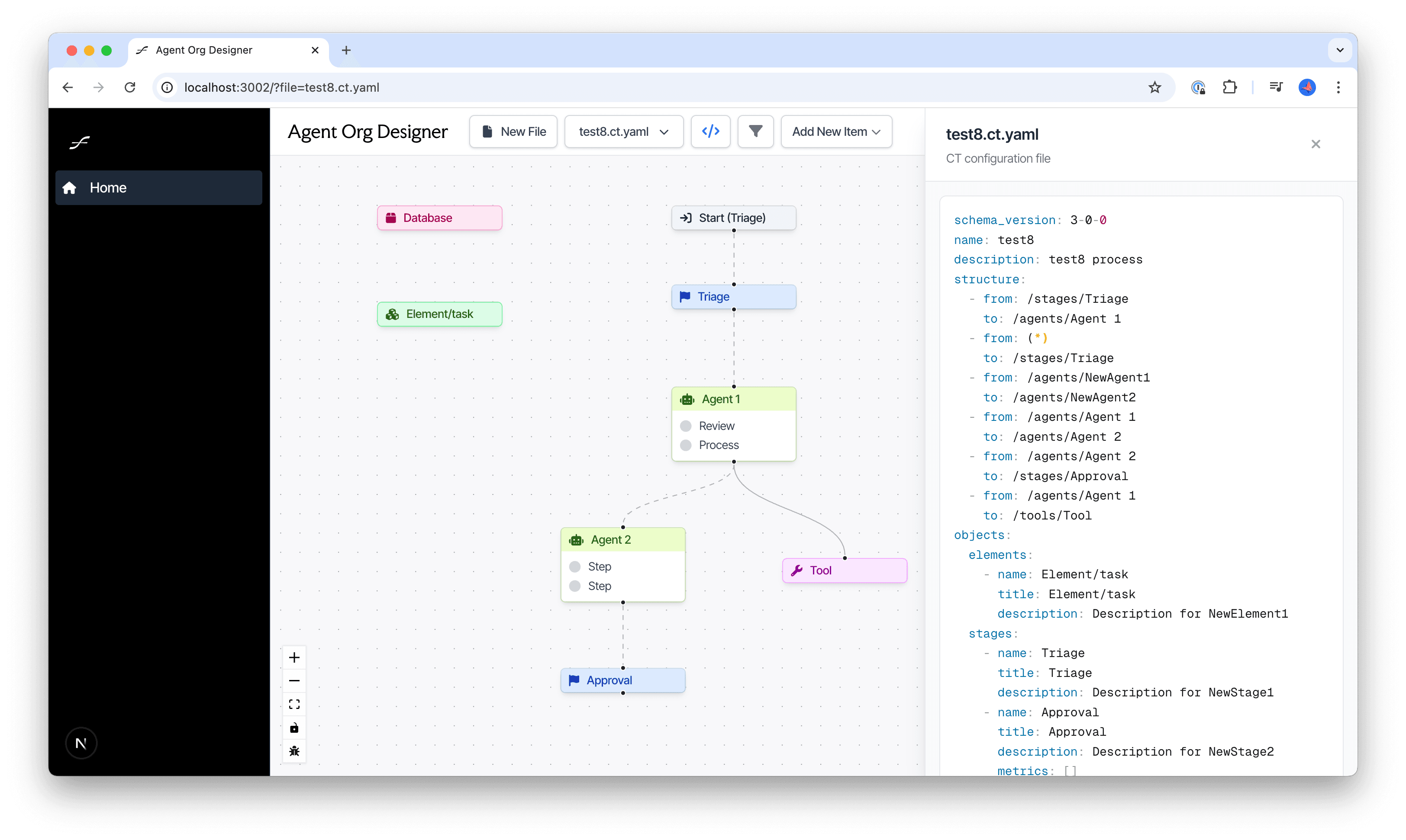 Agent org designer editing interface